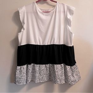 NWOT~Shein Tri-Colored Blouse